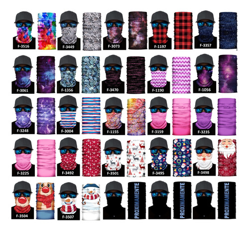 15 Pack - Bandana, Mascara, Pañuelo Moto, 4x4, Pesca, Sol Color Variedad Modelos