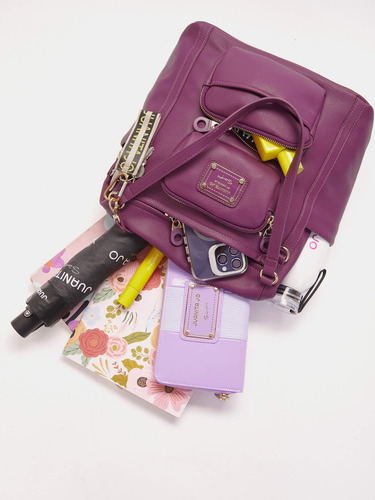 Cartera Shopping Bag Ursula Grande Juanita Jo Mujer Oficina Berenjena Lisa