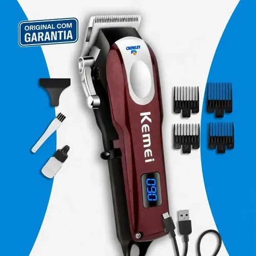 Maquina De Cortar Cabelo Profissional Kemei Km-2606 Bivolt Bordô 127/220v