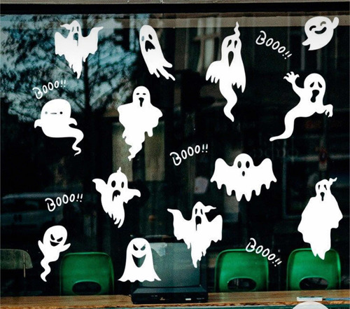 12 Viniles Decorativos En Forma De Fantasmas Halloween