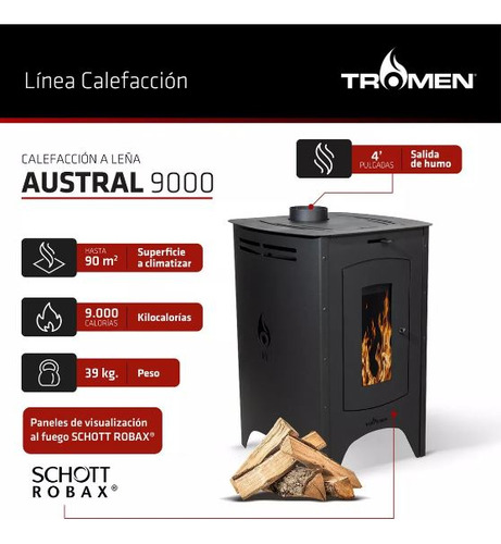 Salamandra Tromen Austral 9000 Kcal/h Kit Enlozado Techo 4 *