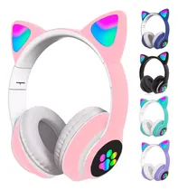 Comprar Audífonos Inalámbricos Bluetooth Rgb Orejas Gato Niña V-23m Color Rosa