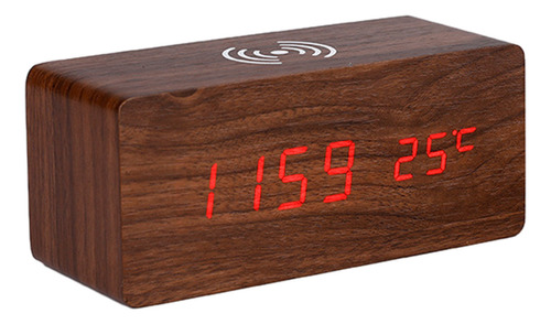 Reloj De Madera Led Digital Creatives Con Carga Inalámbrica