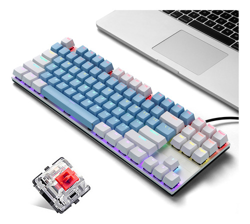 Teclado Inyección Iblancod Keycap Blanco Y Azul (rojo) Efect