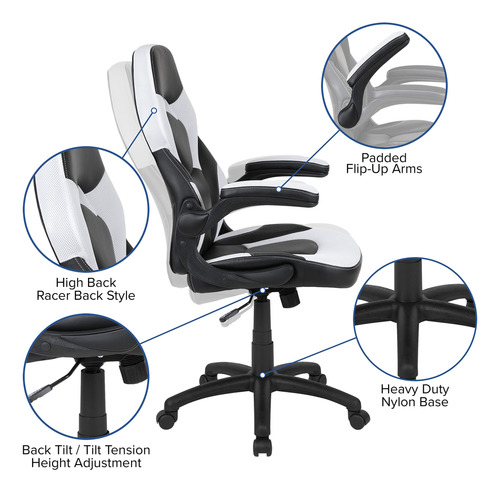 Escritorio De Juegos Flash Furniture Con Sillas Reclinables