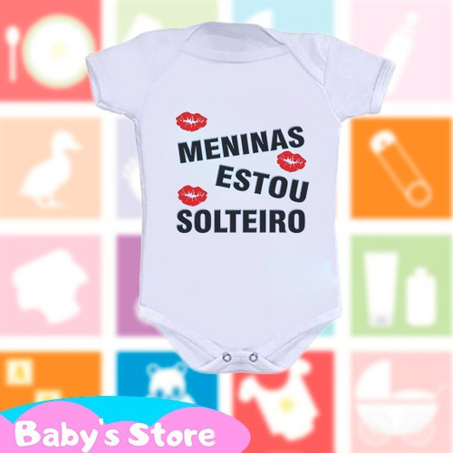 Body Infantil Frases 03 Meninas Estou Solteiro