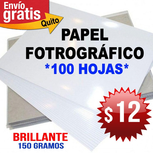 Imagen 4 de 4 de Papel Fotográfico Brilloso Para Tinta Continua 100 Hojas $12