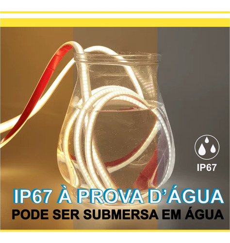 08mts Mangueira Fita Led Cob 2835 Ip67 Cola 8mm Dimmerizavel