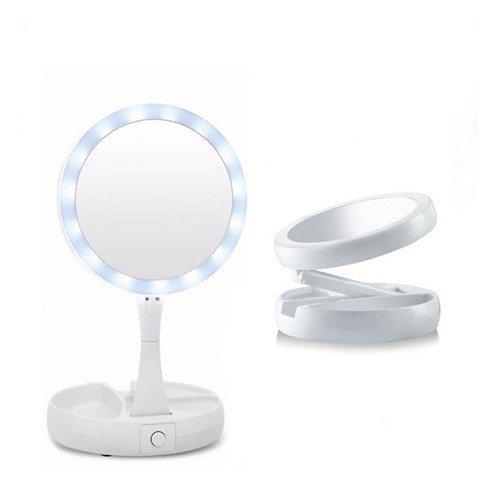 espejo cosmético con luz LED portable funciona con pilas x3 Espejo de maquillaje color: champagne vista aumento Ø 7 cm 