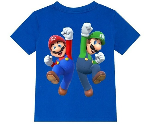Polera Color Algodón 100% Niños Mario Luigi Bros
