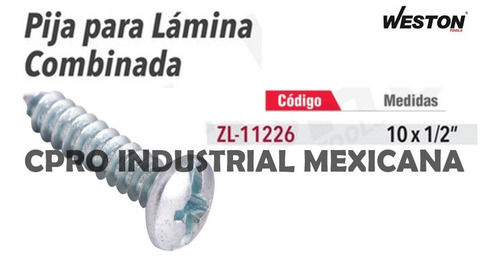 1750 Pijas Para Lamina Combinada #10 X 1/2 P