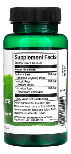 Herbal Gallbladder Care Swanson 60 Cápsulas Sabor Sem sabor