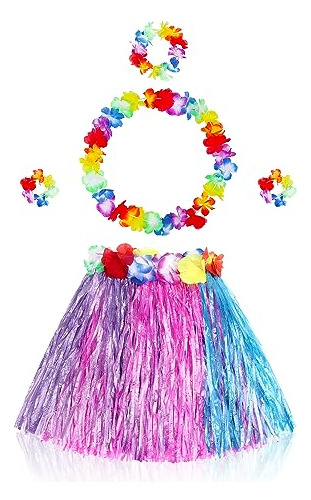 Falda Hawaiana Elástica Con Flores Para Niñas, Disfraz De Bailarina De Hula