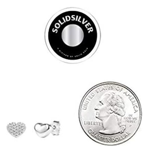 Solidsilver Aretes De Plata Esterlina Con Un Corazón De Y Un