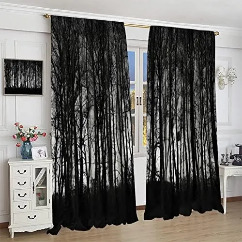Cortinas Opacas Góticas, Árboles Del Bosque Gótico A Través