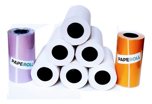 6 Papel Termico 57x30mm Y 2 Color Adhesivo Peripage/paperang