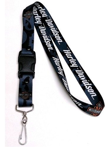 Cinta Lanyards Para Llaves Harley Davidson Negro Letras Blan