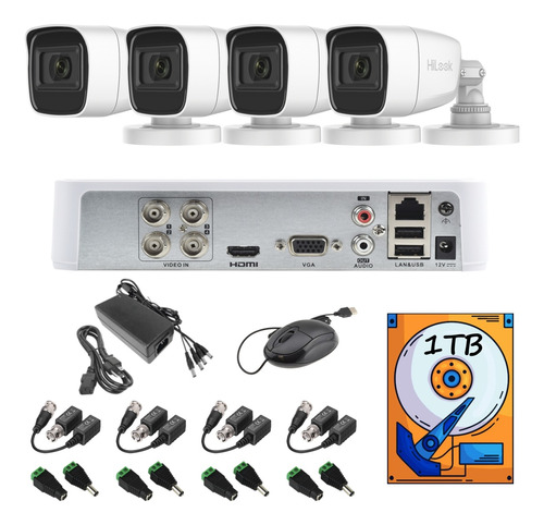 Kit Video Vigilancia 4 1080 Metal Audio Baluns 1tb