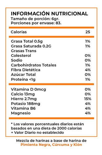 Cúrcuma Pimienta Negra Kion En Polvo - 500g - Lima Naturals