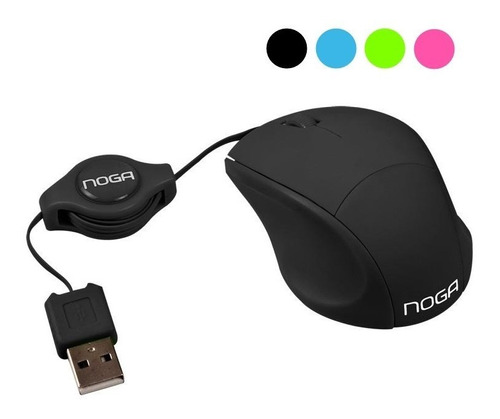 Mouse Noganet Ngm-418 Mini Usb 2.0 Cable Retráctil Colores