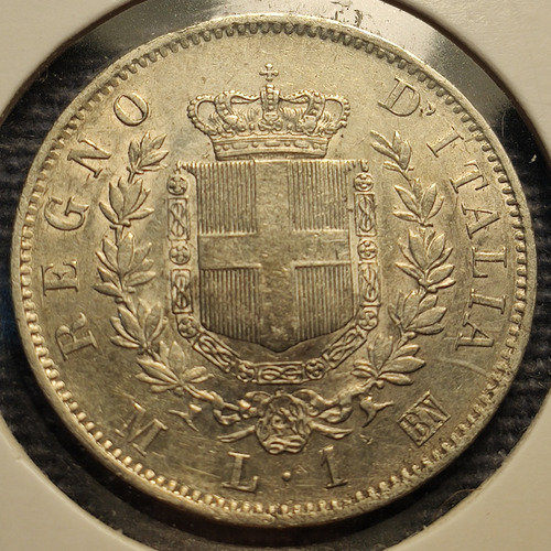 Moneda De Plata Extranjera, 1 Lira 1867. País Italia (Usado)