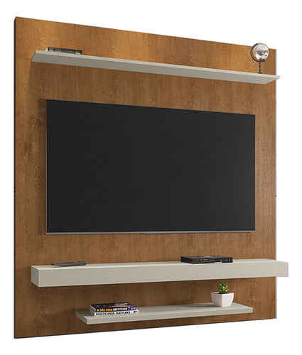 Panel Rack Tv 60  Leme Natural Blanco Invierno