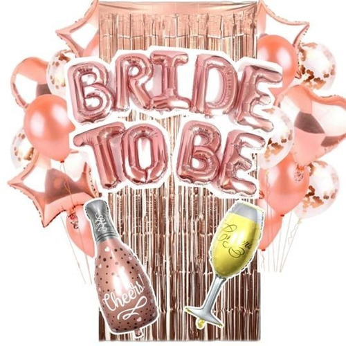 Imagen 1 de 2 de Set Kit Decoración Bride To Be 26 Pzs Despedida Soltera Rosa