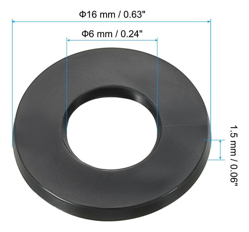 10 Peças Arruela Plana De Borracha M6 6mm Id 16mm Od 1.5mm