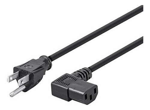 Cable De Alimentación Con Ángulo Recto - 2 Pies - Negro