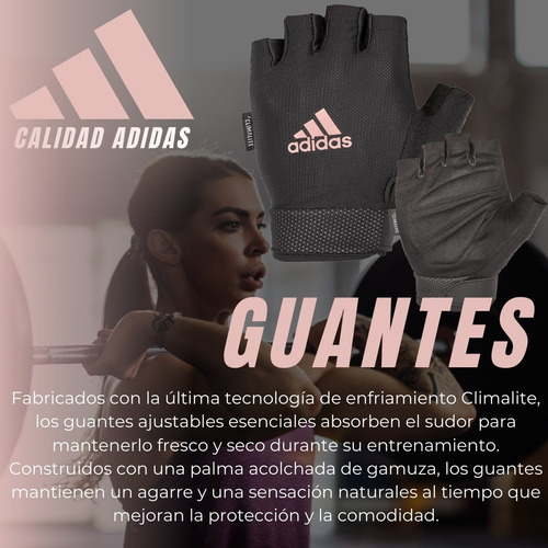 Imagen 2 de 7 de Guante Para Gimnasio Entrenamiento Negro Y Rosa adidas Clima