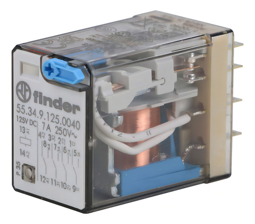 Botón de prueba Industrial Finder Relay 125vcc 7a 4naf 55.34