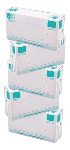 Guantes De Latex Descartables Examinación X 5 Cajas (500 U.)