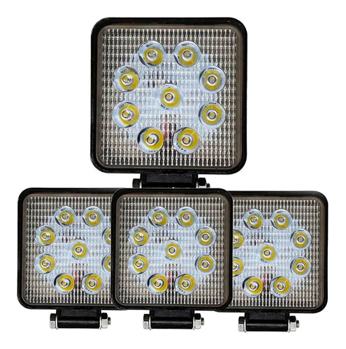 4 Farol De Milha Led Quadrado 27w 12v/24v Jeep Trolle Trator