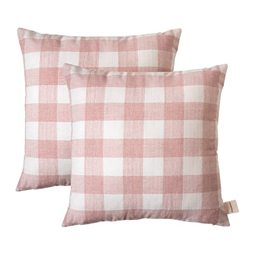 Cotton Pillowcases Cushion Covers With Checkered Patter...