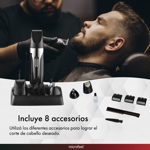 Imagen 5 de 6 de Máquina Cortar Pelo Recargable Afeitadora Barba Patillas