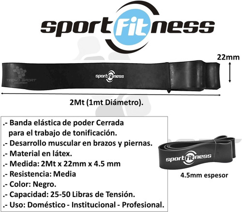 Imagen 6 de 10 de Kit 3 Pzs Banda Poder Elástica Sportfitness Tonificacion Gym