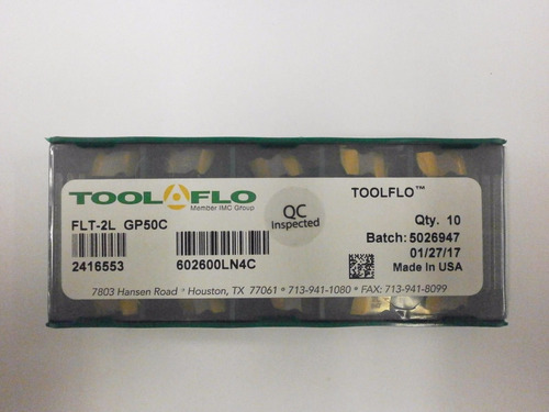 10pc Toolflo Flt 2l Gp50 top Notch Coated Inserto Carburo V