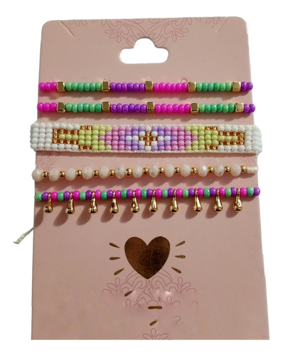 Set De 5 Pulseras En Oro Golfi 