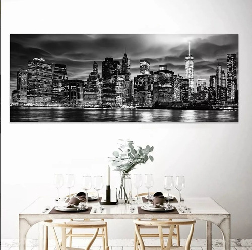 Cuadro Nueva York Decorativo Moderno En Canvas Panorámica Hd