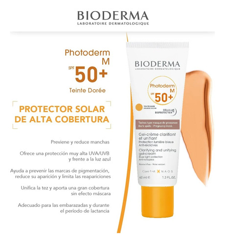 Bioderma Photoderm M Tinta Dorada Alta Cobertura 40 Ml