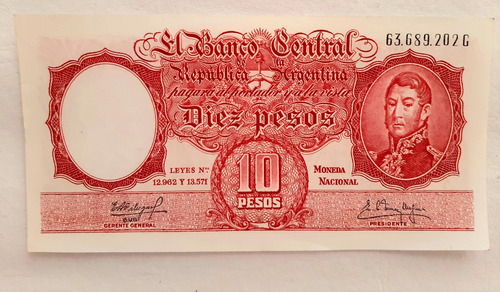 Lote Billetes Antiguos De 1, 5 Y 10 Pesos Moneda Nacional. (Usado)