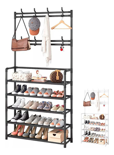 Zapatera Perchero Multi Organizador 5 Niveles Montable Rack Color Negro