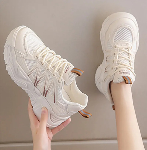 Zapatillas Casuales Con Plataforma Elástica Para Mujer