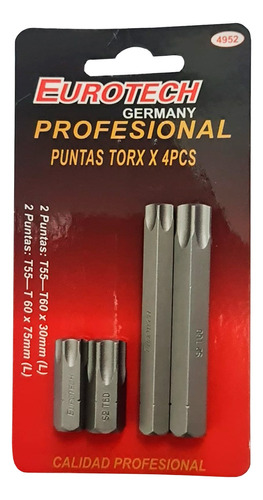 Juego De Puntas Torx Repuesto T55 Y T60 Eurotech .2