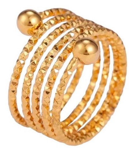 Anillo Espiral Multicapas Chapa De Oro 18 K De Moda 