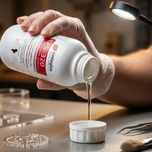 Cola Para Acrílico S320 Sinteglas 1L Profissional Secagem Ultrarrápida Transparente