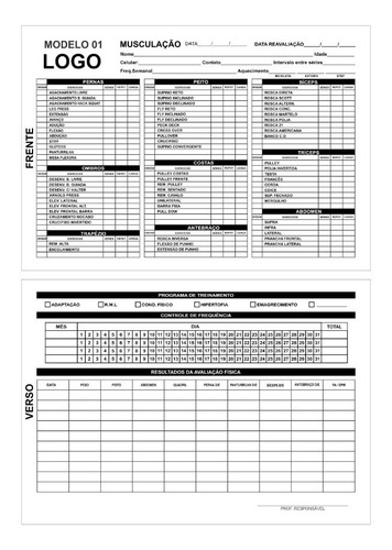 100 Fichas Treino Musculação Academia 15x21cm - Papel Grosso | Parcelamento sem juros 100 Fichas Treino Musculação Academia 15x21cm - Papel Grosso | Parcelamento sem juros