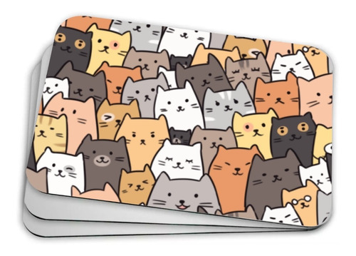 Mouse Pad Wallpaper Gatos Cats Mousepad Cor Branco