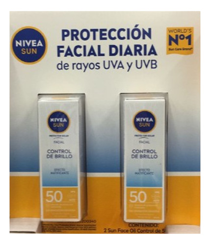 Bloqueador Solar Facial Control Brillo 2pzs 50ml C/u Nivea