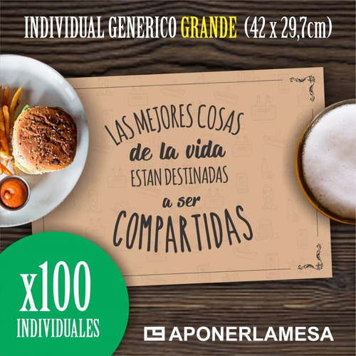 Individual Descartable Generico X 100 Manteles